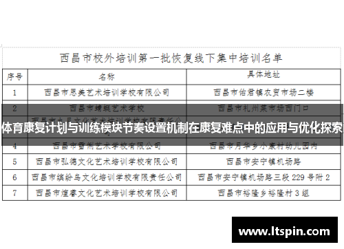 体育康复计划与训练模块节奏设置机制在康复难点中的应用与优化探索